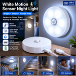 Rechargeable LED night light installed under a kitchen cabinet illuminating the countertop.